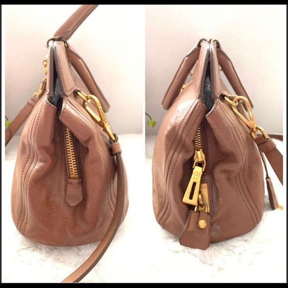 Authentic Prada Calf Leather Satchel Tan Medium - Picture 4 of 12